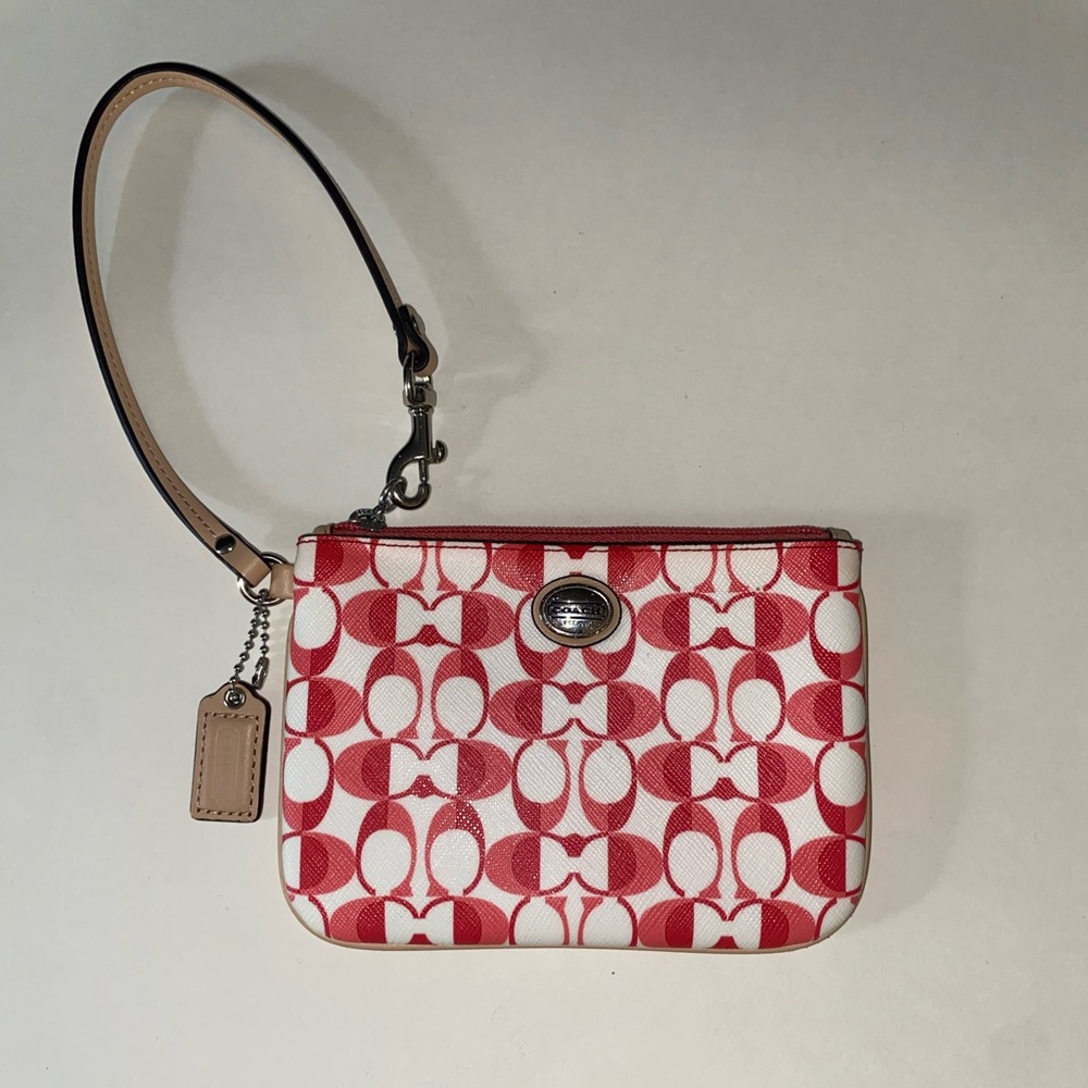 Pink/ White Coach Wristlet